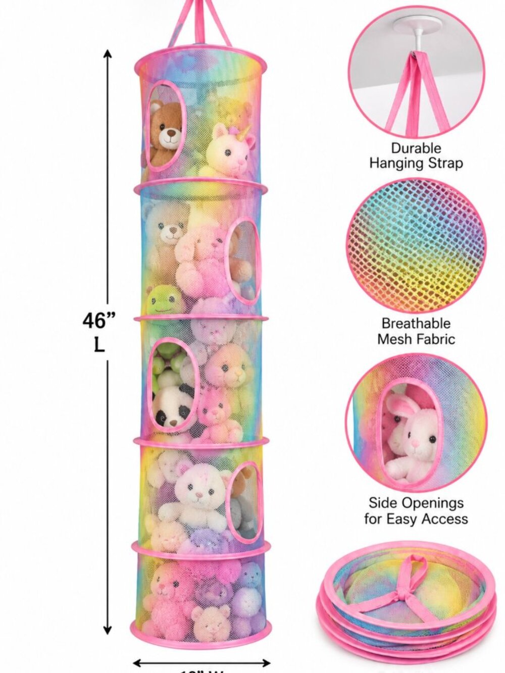 Rainbow Mesh Stuff Animal / Toy Organizer